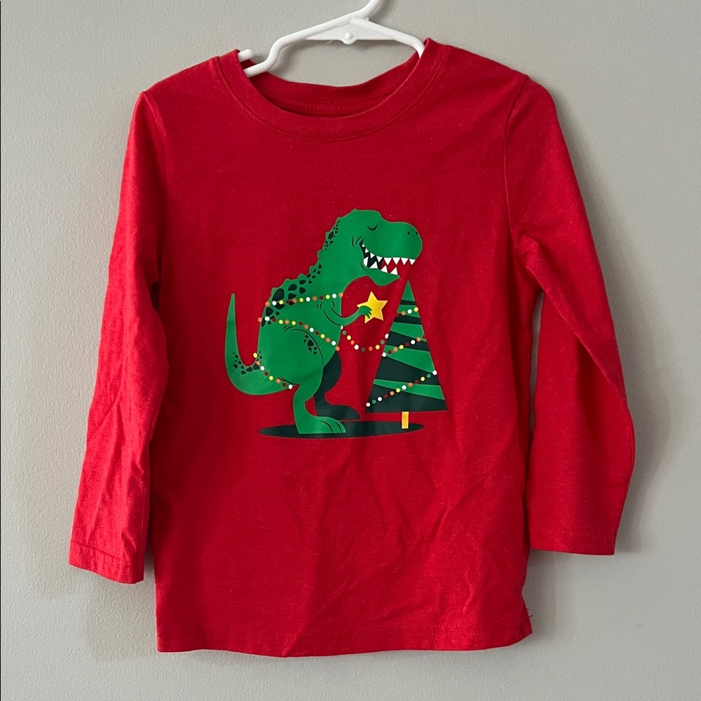 Cat & Jack Red Long Sleeve Dinosaur Tee